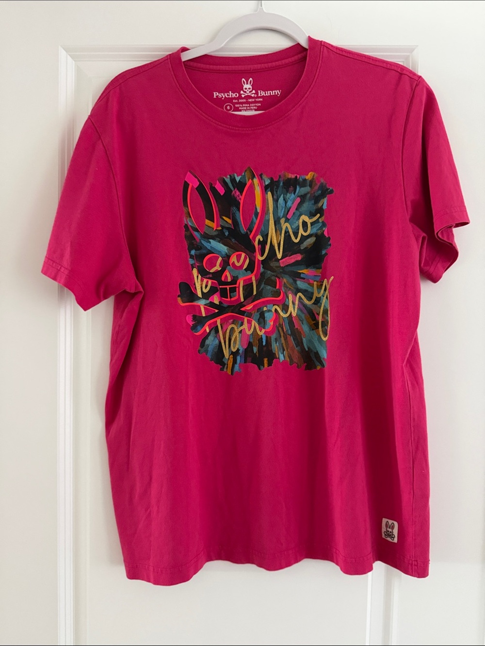 Psycho Bunny Kids Hot Pink Tee with Colorful Graphic
